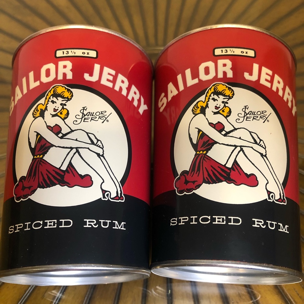 2017 SAILOR JERRY -Spiced Rum 13.5 Oz Tin Cups- pin up  - Set Of 2